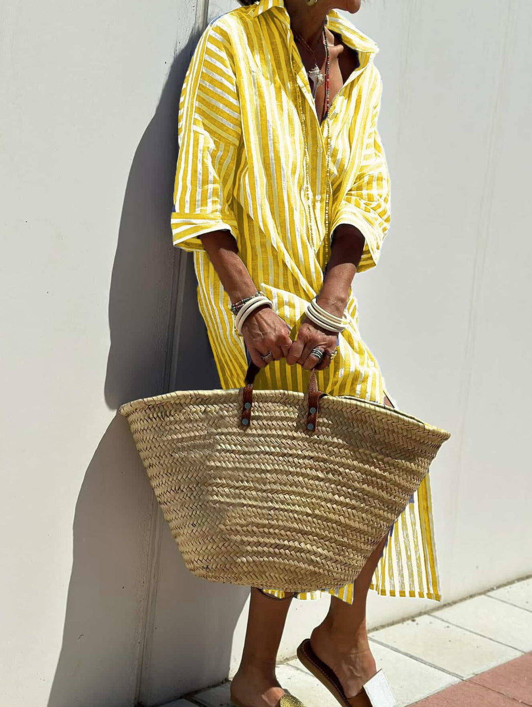 Éliane™ | Striped Dress with Collar