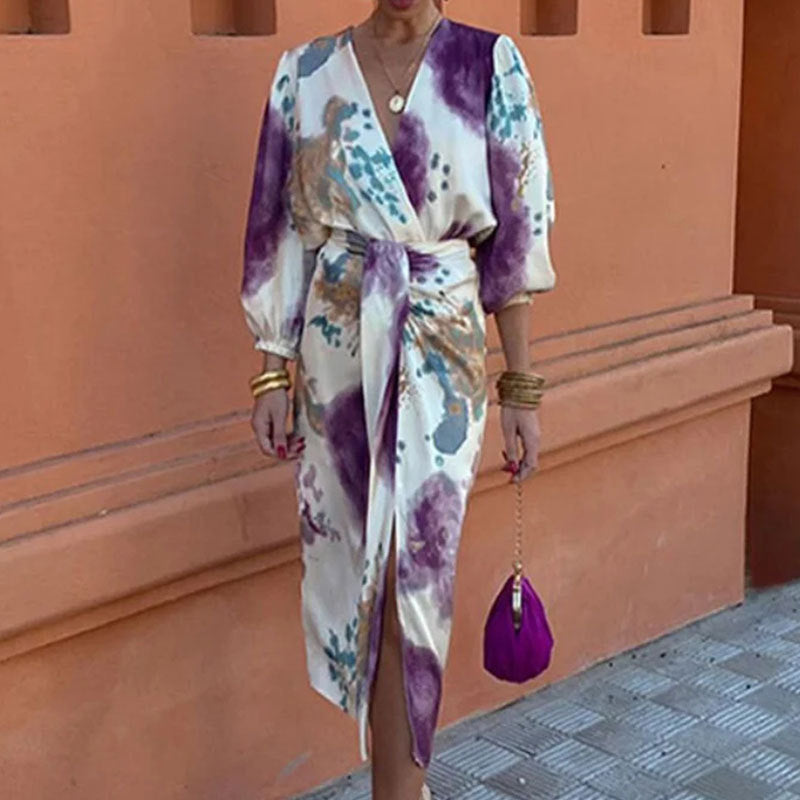 Clara™ | Elegant Silk Dress with V-Neck