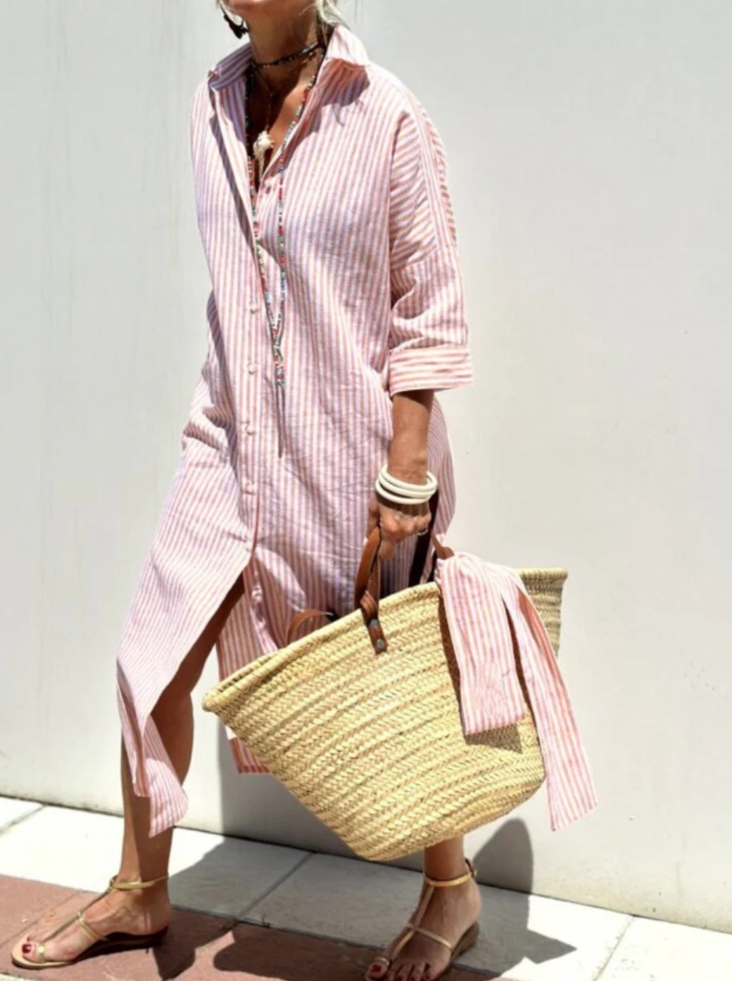Éliane™ | Striped Dress with Collar